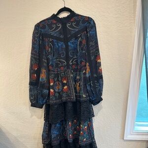 Mixed arabesque scarves maxi dress - farm Rio large, nwt